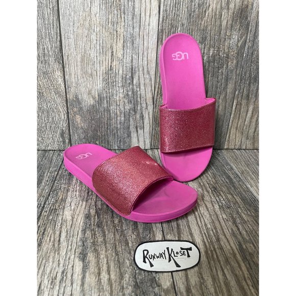 UGG Glitter Pink Slide Sandals Big Kids Size 4 1116688K - Picture 9 of 11